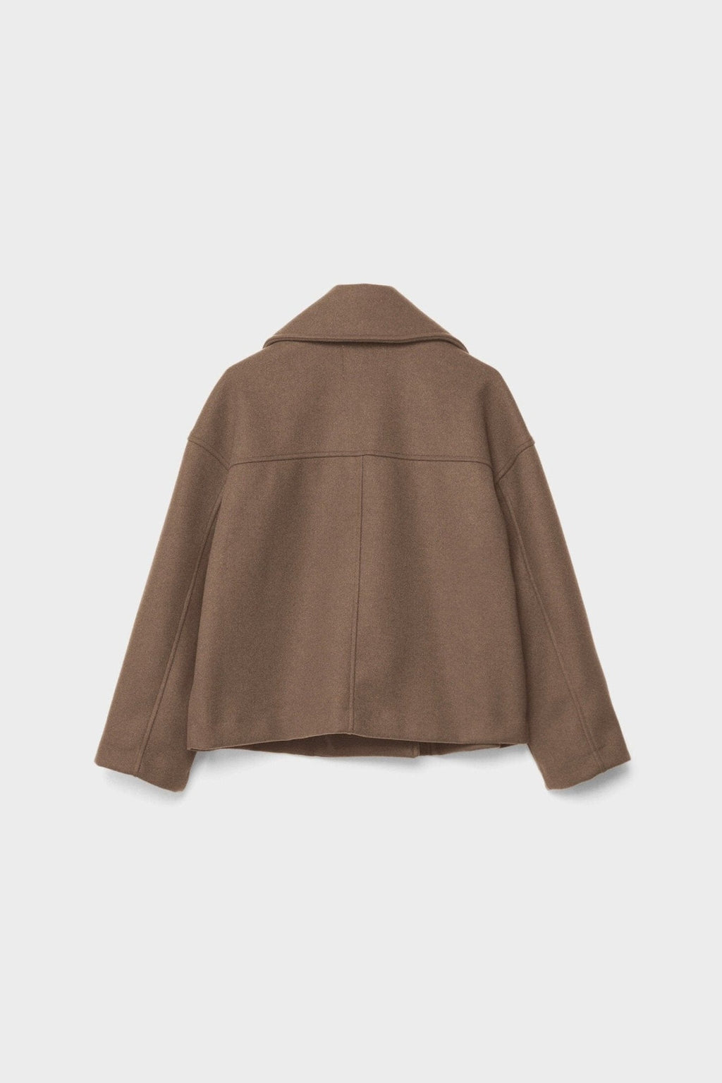 Cropped Jacket Wool-Blend Cream Women's Double-Breasted Wide Lapel – Casual, Office, Holiday, Gift