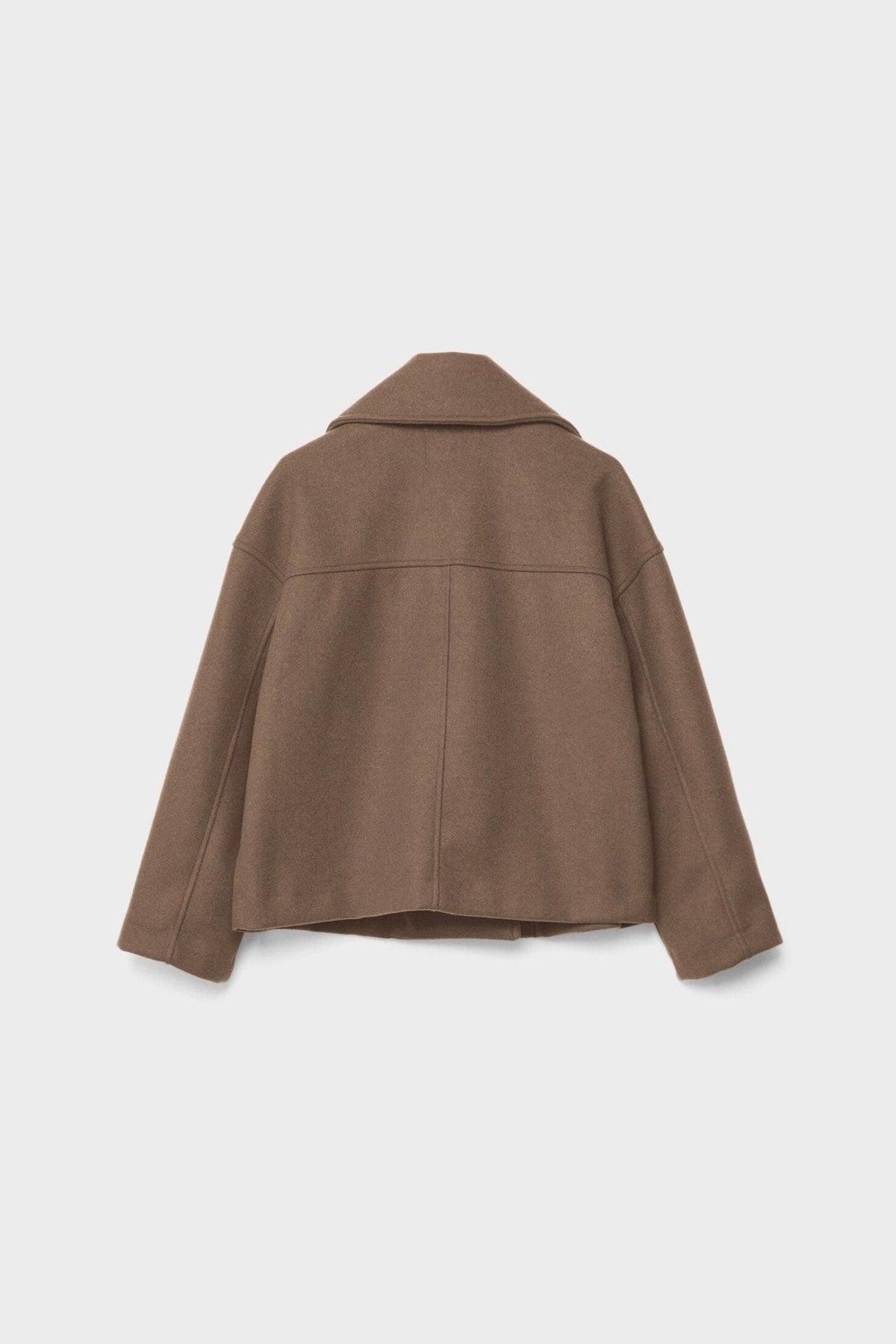 Cropped Jacket Wool-Blend Cream Women's Double-Breasted Wide Lapel – Casual, Office, Holiday, Gift