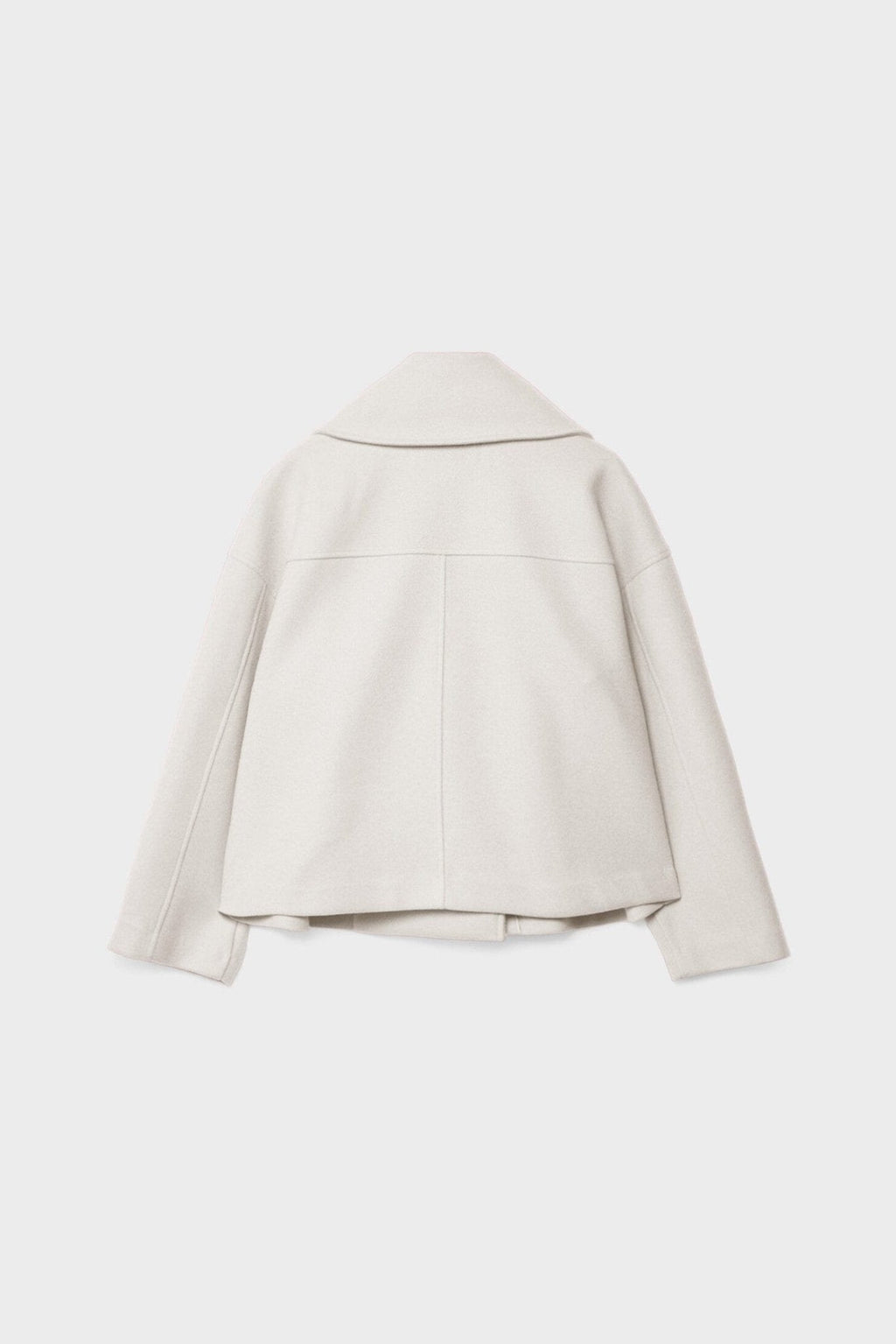 Cropped Jacket Wool-Blend Cream Women's Double-Breasted Wide Lapel – Casual, Office, Holiday, Gift