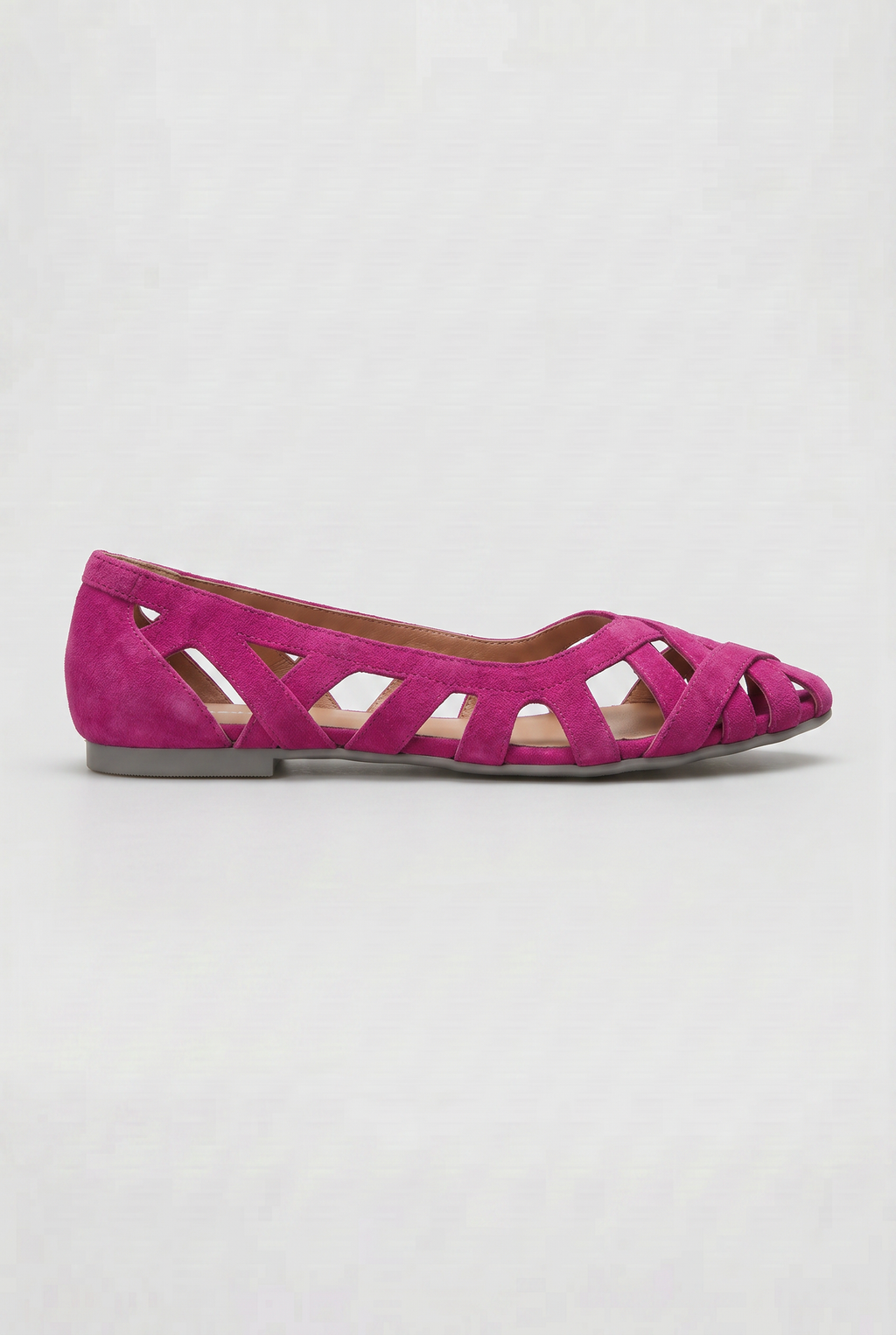 Cut-Out Flat Sandals Suede Pink Women's Closed Toe – Casual Summer Comfort Walking, Everyday Footwear