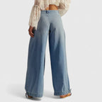 Denim Balloon Trousers Light Wash Women's Drawstring Cuff Harem Jeans – Casual, Holiday