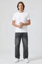 Denim Jeans Loose Fit Straight Leg Grey Acid Wash Men's – Casual, Everyday · Werune