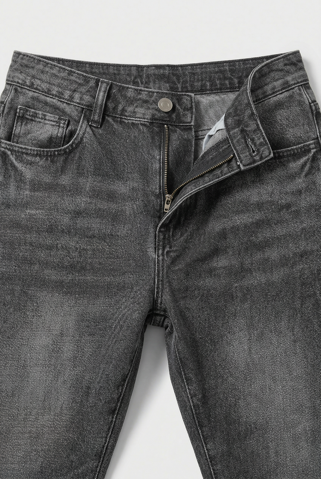 Denim Jeans Loose Fit Straight Leg Grey Acid Wash Men's – Casual, Everyday · Werune