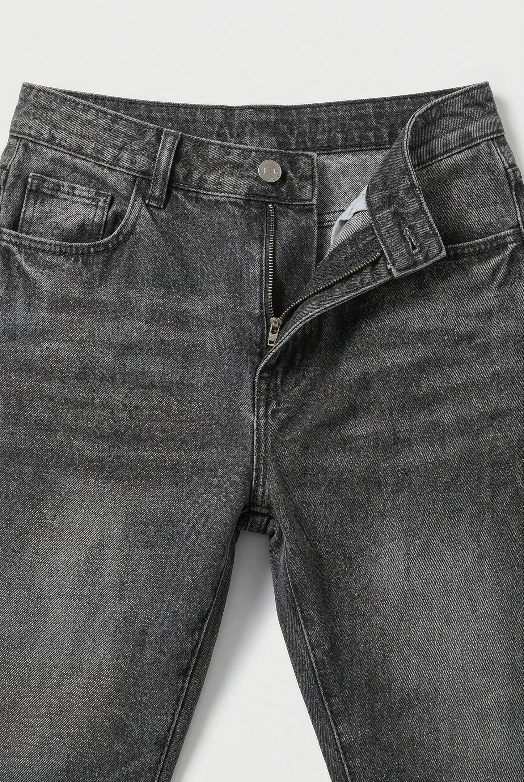 Denim Jeans Loose Fit Straight Leg Grey Acid Wash Men's – Casual, Everyday · Werune