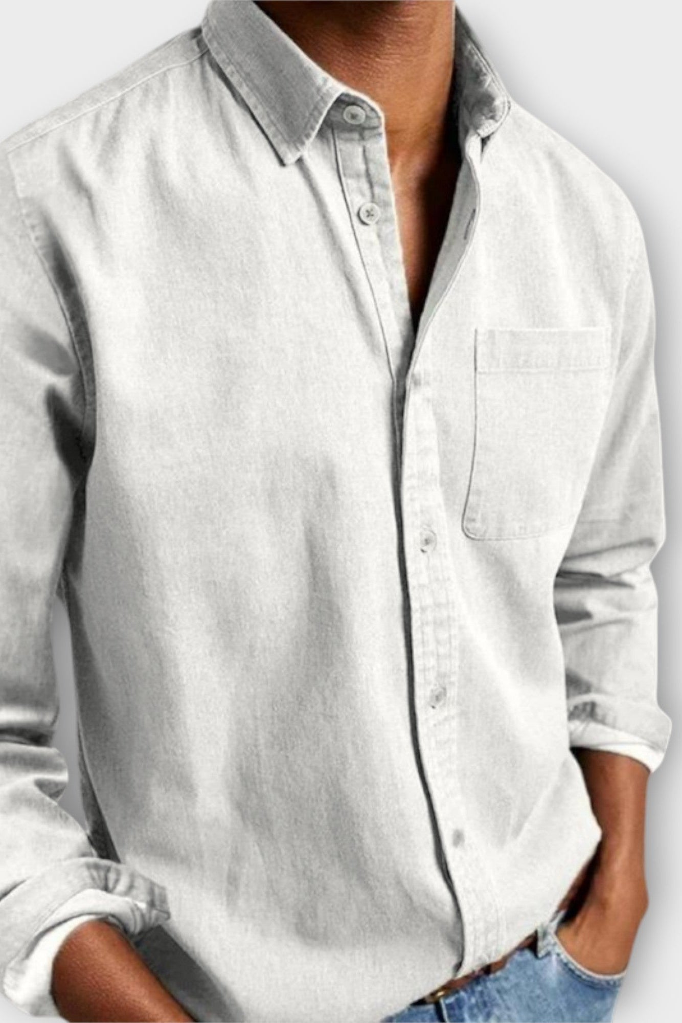 Denim Shirt Blue Long Sleeve Men's Button-Up Cotton – Casual, Office, Everyday Wear