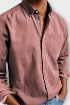 Denim Shirt Blue Long Sleeve Men's Button-Up Cotton – Casual, Office, Everyday Wear