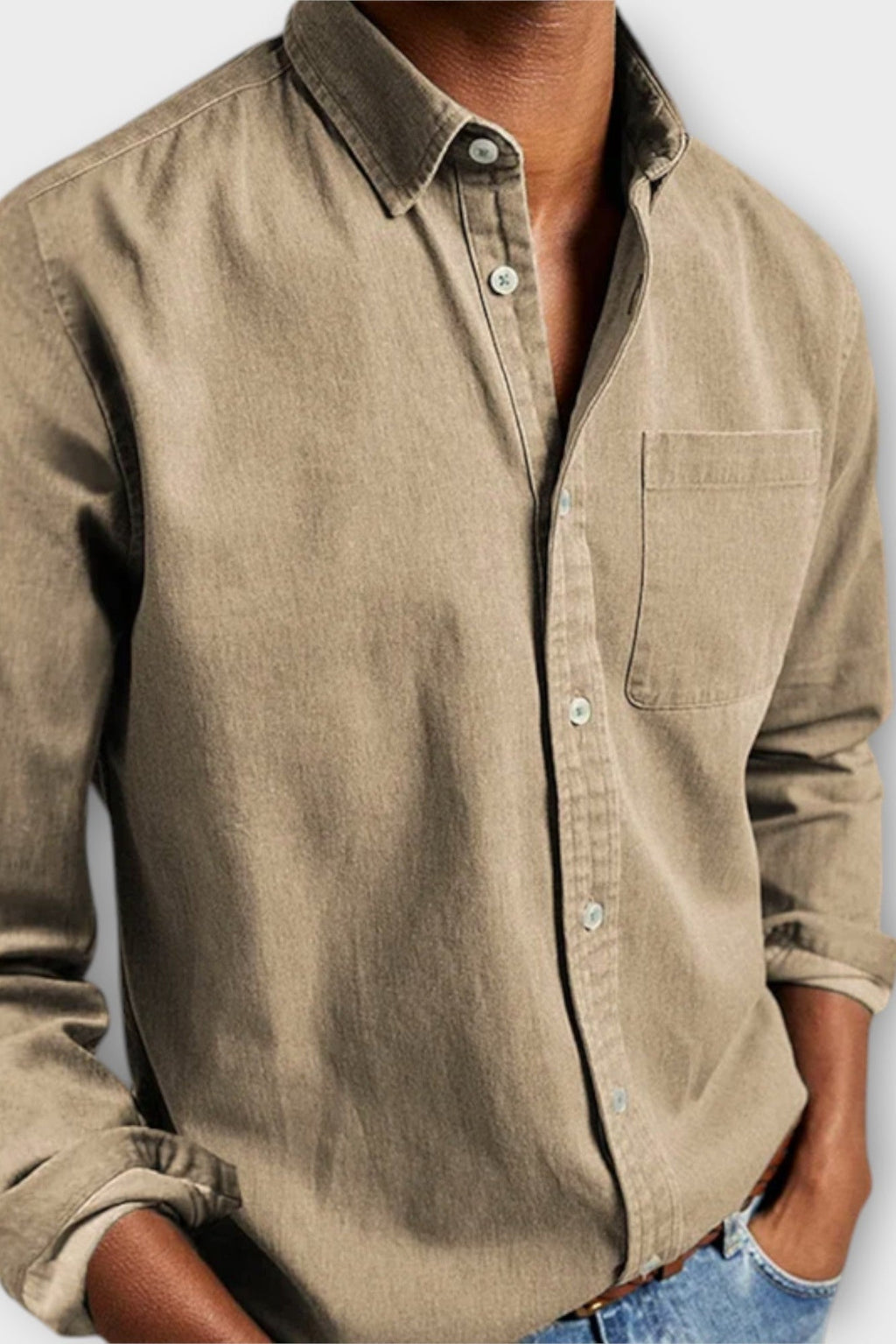 Denim Shirt Blue Long Sleeve Men's Button-Up Cotton – Casual, Office, Everyday Wear