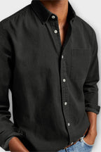 Denim Shirt Blue Long Sleeve Men's Button-Up Cotton – Casual, Office, Everyday Wear