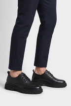 Derby Shoes Black Leather Men's Chunky Lug Sole Lace-Up – Office, Casual, Everyday, Gift