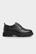 Derby Shoes Black Leather Men's Chunky Lug Sole Lace-Up – Office, Casual, Everyday, Gift