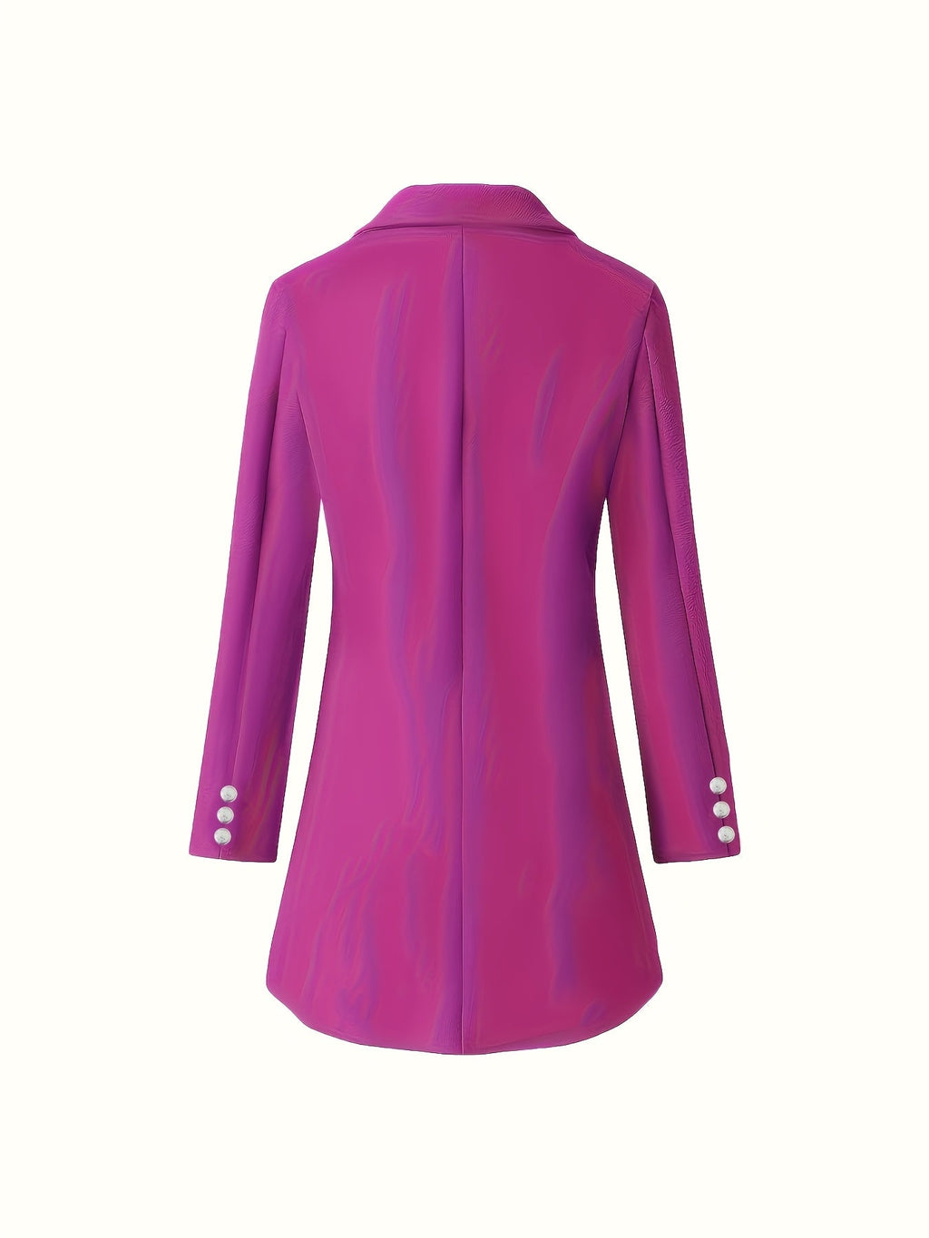 Double-Breasted Longline Coat Women's Lapel Overcoat Pink – Office, Casual, Holiday, Gift