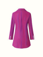 Double-Breasted Longline Coat Women's Lapel Overcoat Pink – Office, Casual, Holiday, Gift