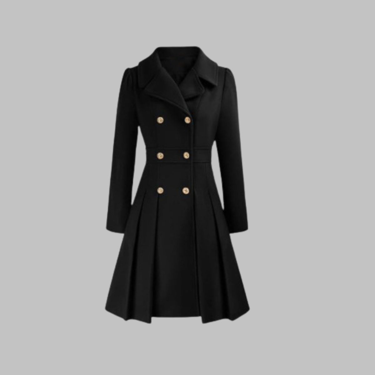 Double-Breasted Trench Coat Women's Burgundy Pleated Lapel Long Sleeve – Office, Casual, Winter, Gift
