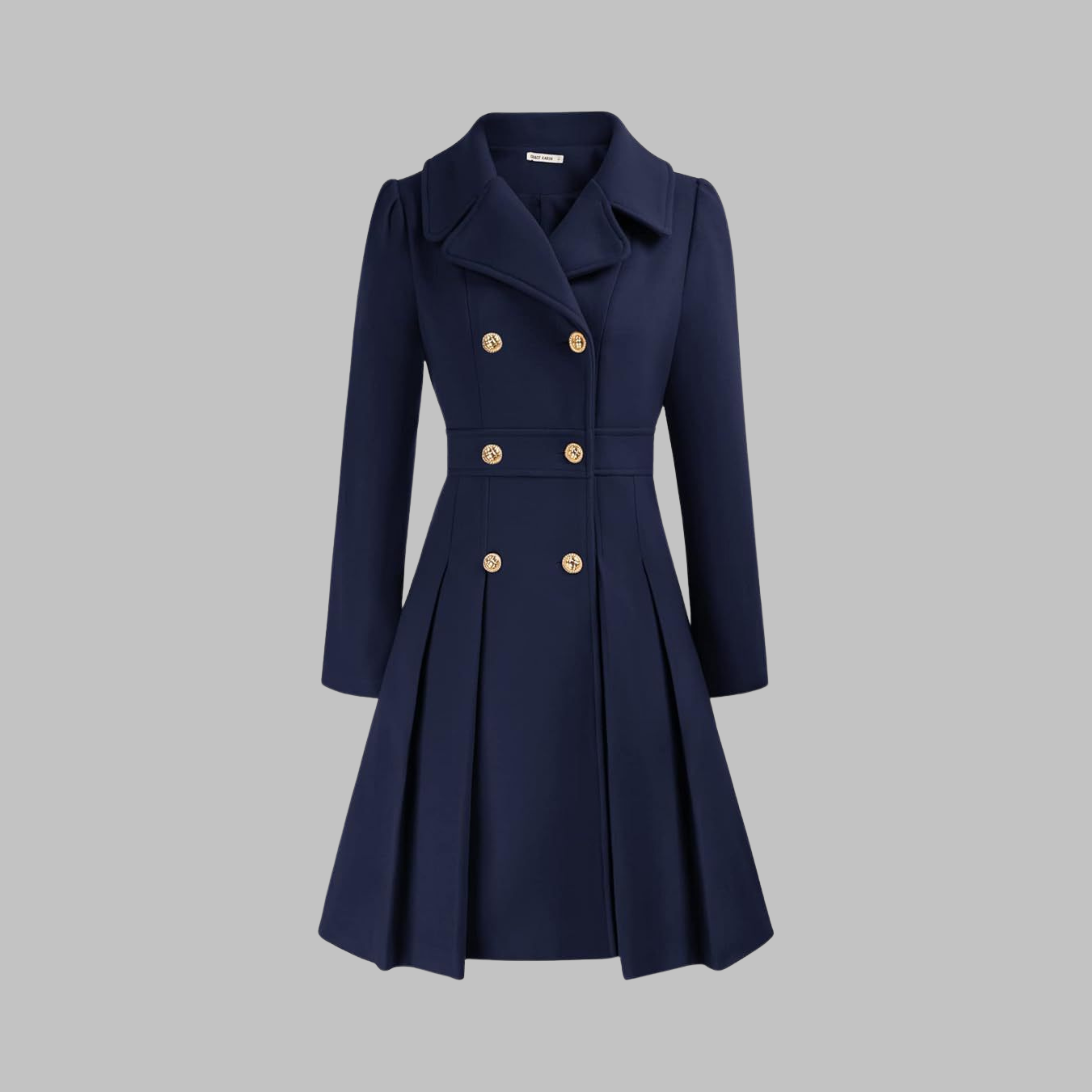 Double-Breasted Trench Coat Women's Burgundy Pleated Lapel Long Sleeve – Office, Casual, Winter, Gift