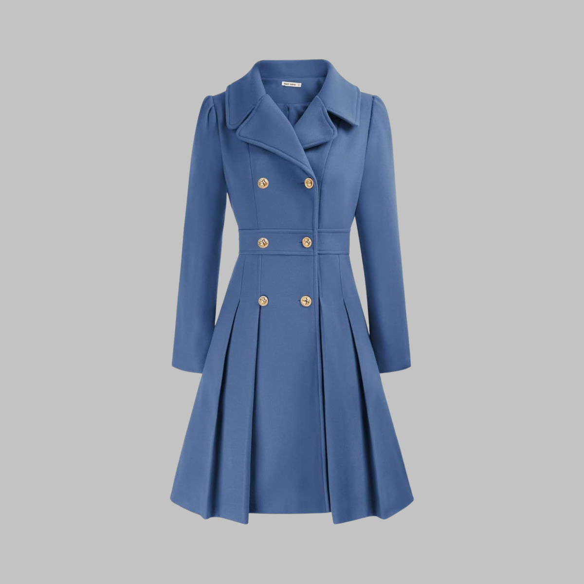 Double-Breasted Trench Coat Women's Burgundy Pleated Lapel Long Sleeve – Office, Casual, Winter, Gift
