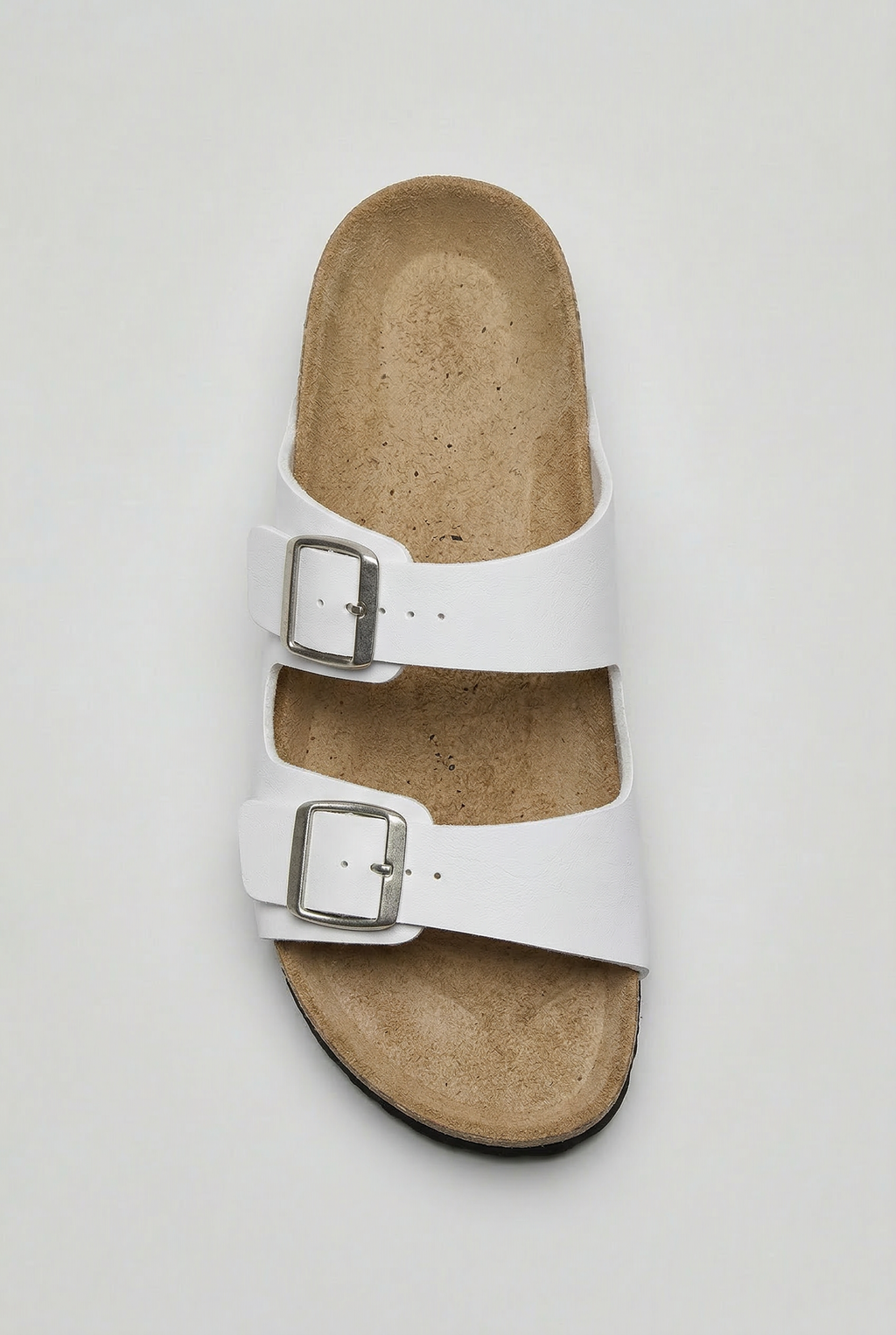 Double Buckle Sandals White Cork Footbed Men's – Casual, Summer, Holiday, Everyday Comfort