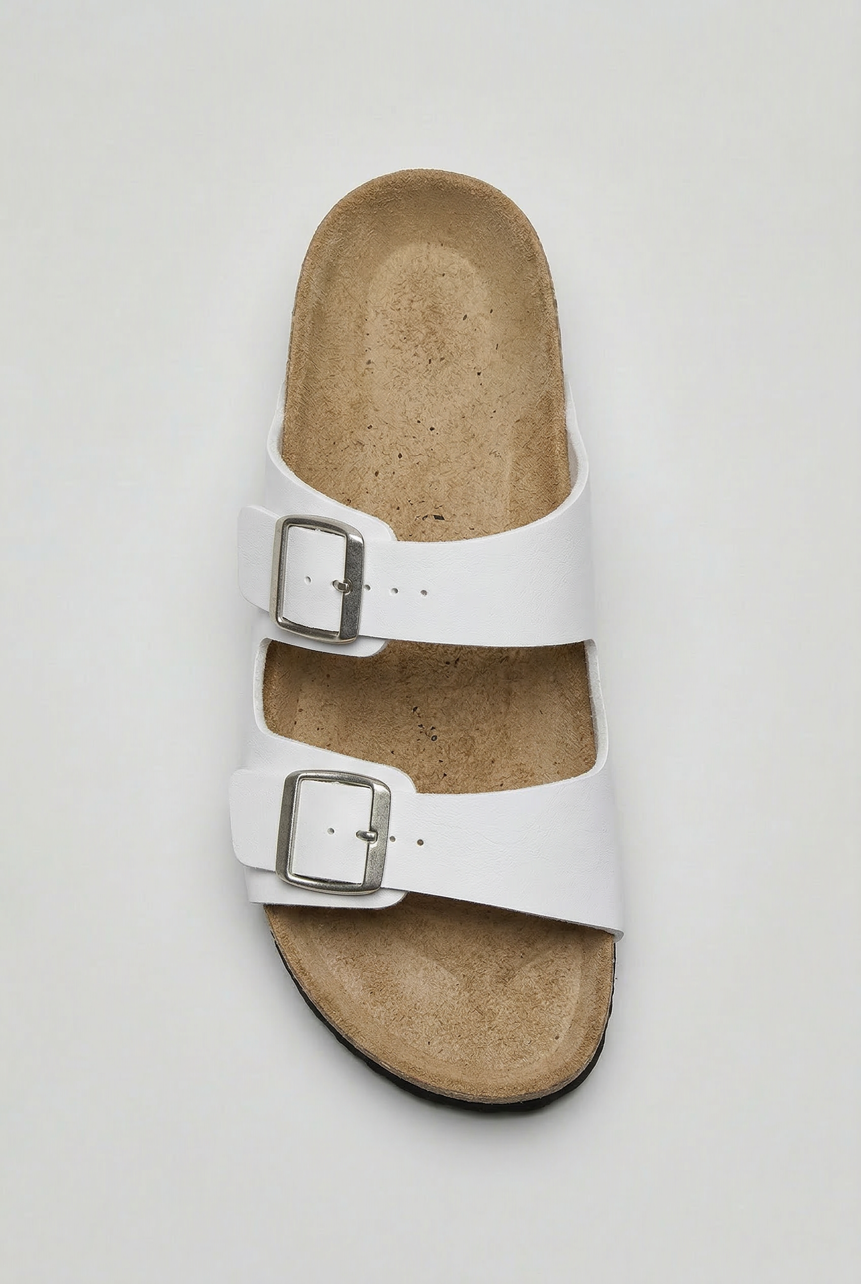 Double Buckle Sandals White Cork Footbed Men's – Casual, Summer, Holiday, Everyday Comfort