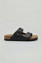 Double Buckle Sandals White Cork Footbed Men's – Casual, Summer, Holiday, Everyday Comfort