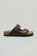 Double Buckle Sandals White Cork Footbed Men's – Casual, Summer, Holiday, Everyday Comfort