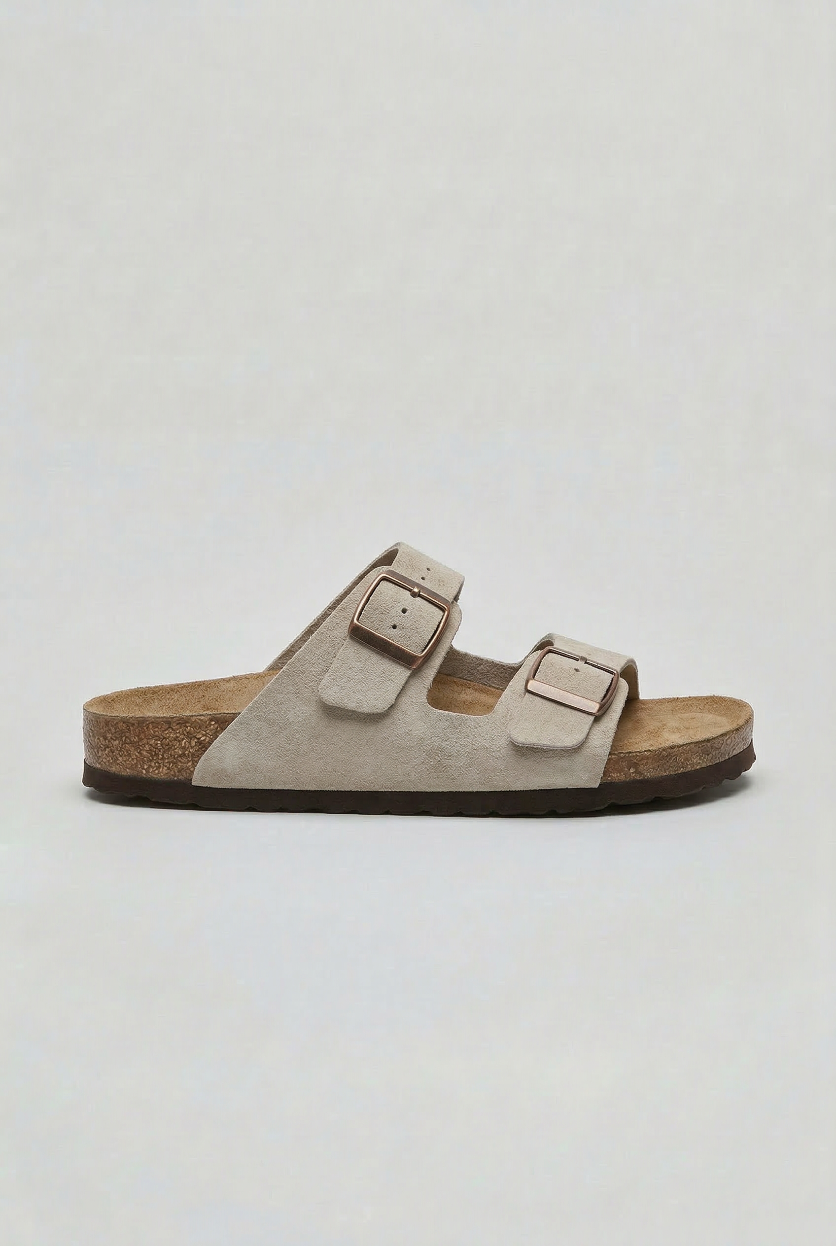 Double Buckle Sandals White Cork Footbed Men's – Casual, Summer, Holiday, Everyday Comfort