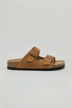 Double Buckle Sandals White Cork Footbed Men's – Casual, Summer, Holiday, Everyday Comfort