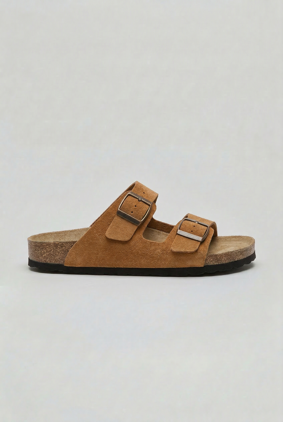 Double Buckle Sandals White Cork Footbed Men's – Casual, Summer, Holiday, Everyday Comfort
