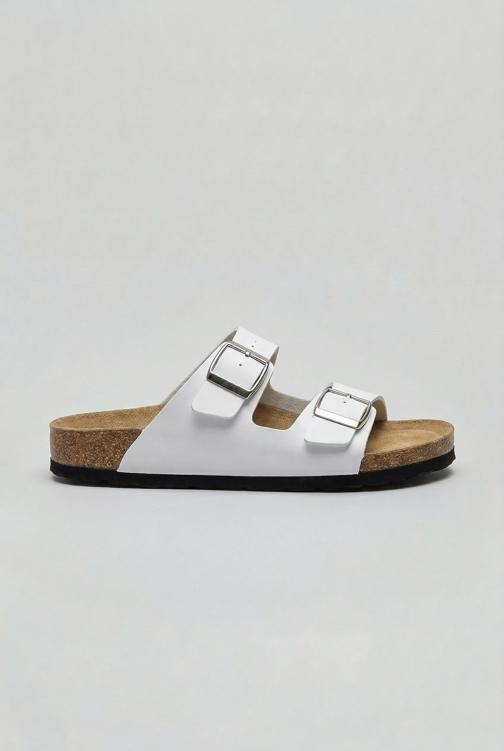 Double Buckle Sandals White Cork Footbed Men's – Casual, Summer, Holiday, Everyday Comfort