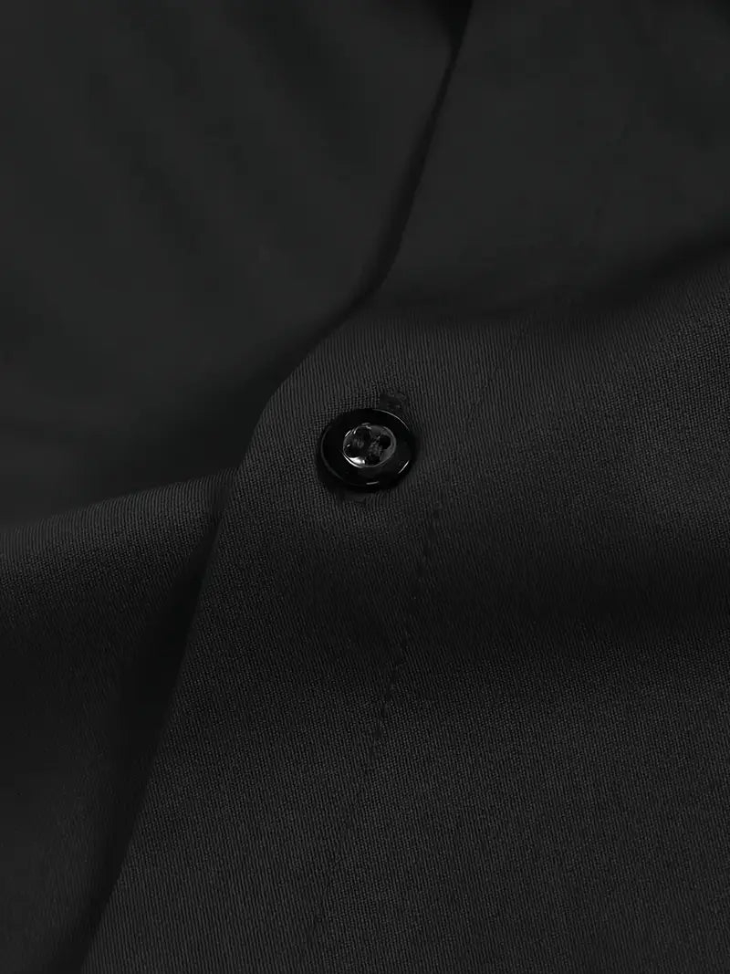 Dress Shirt Cotton Black Men's Slim Fit Long Sleeve – Office, Formal, Casual, Wedding, Gift