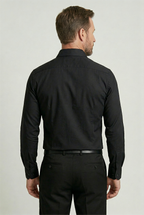 Dress Shirt Cotton Black Men's Slim Fit Long Sleeve – Office, Formal, Casual, Wedding, Gift