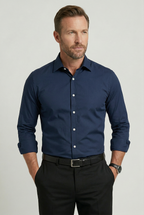Dress Shirt Cotton Black Men's Slim Fit Long Sleeve – Office, Formal, Casual, Wedding, Gift