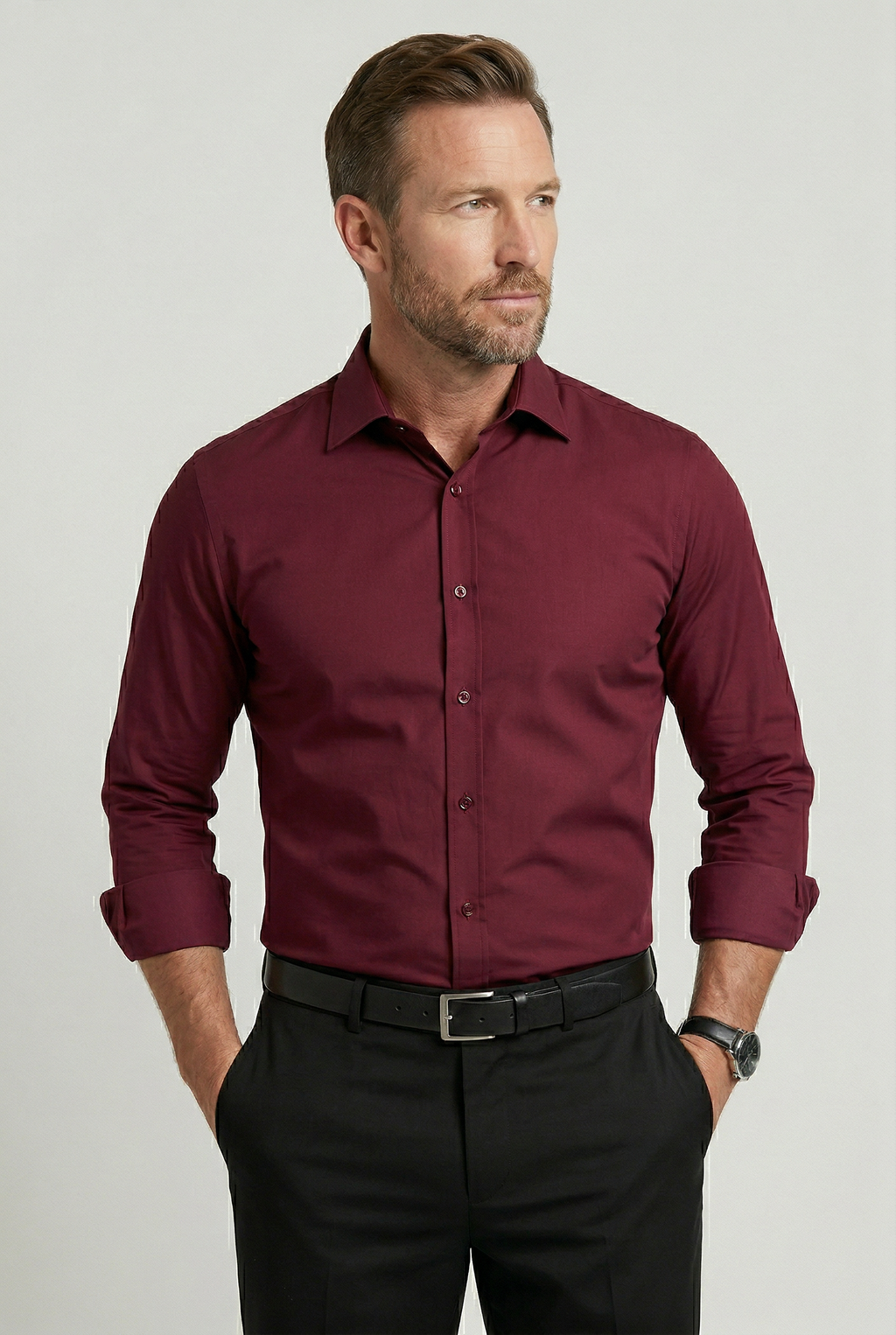 Dress Shirt Cotton Black Men's Slim Fit Long Sleeve – Office, Formal, Casual, Wedding, Gift