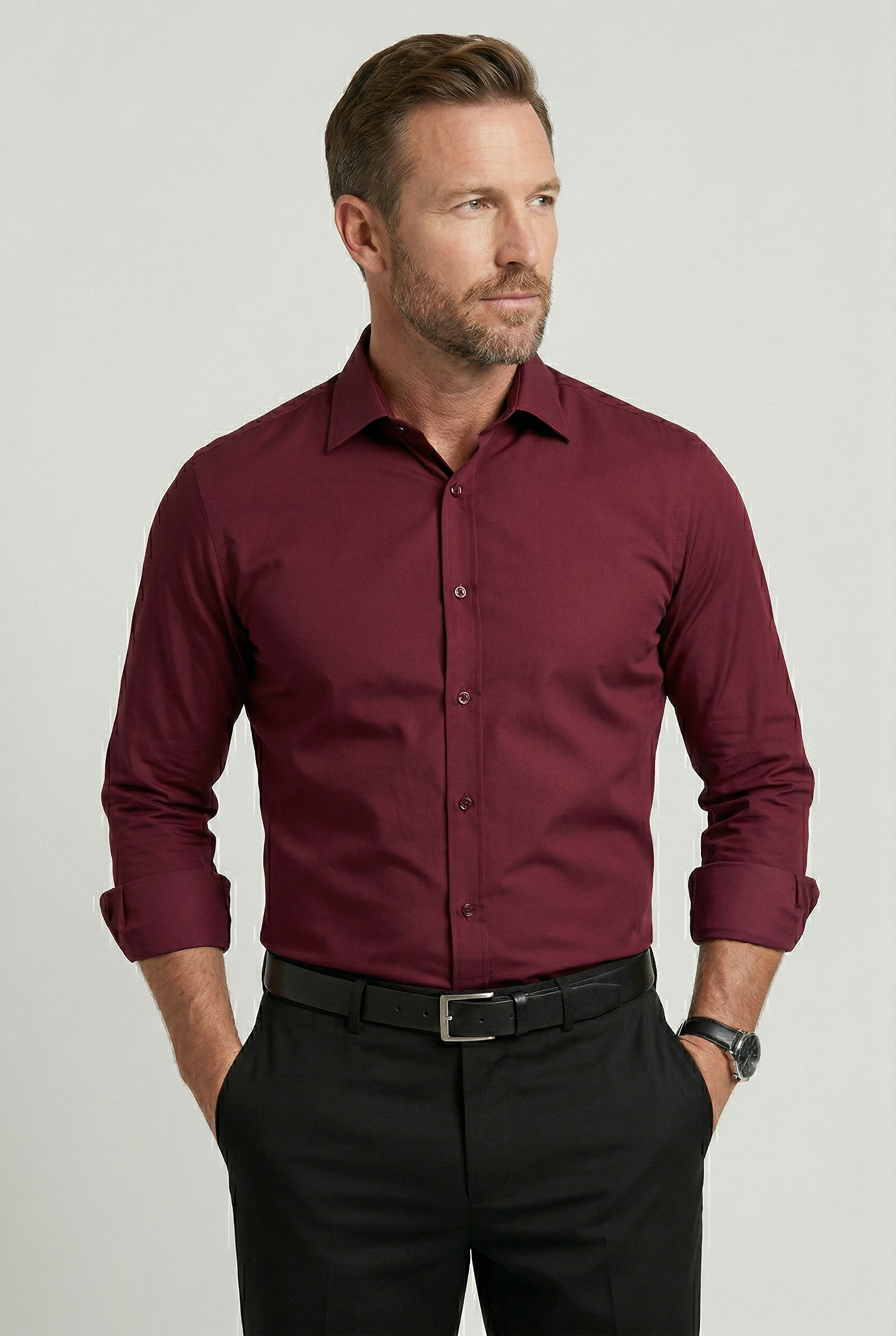 Dress Shirt Cotton Black Men's Slim Fit Long Sleeve – Office, Formal, Casual, Wedding, Gift