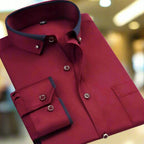 Dress Shirt Men's Long-Sleeve Black Cotton Blend Contrast Collar – Office, Formal, Casual, Gift
