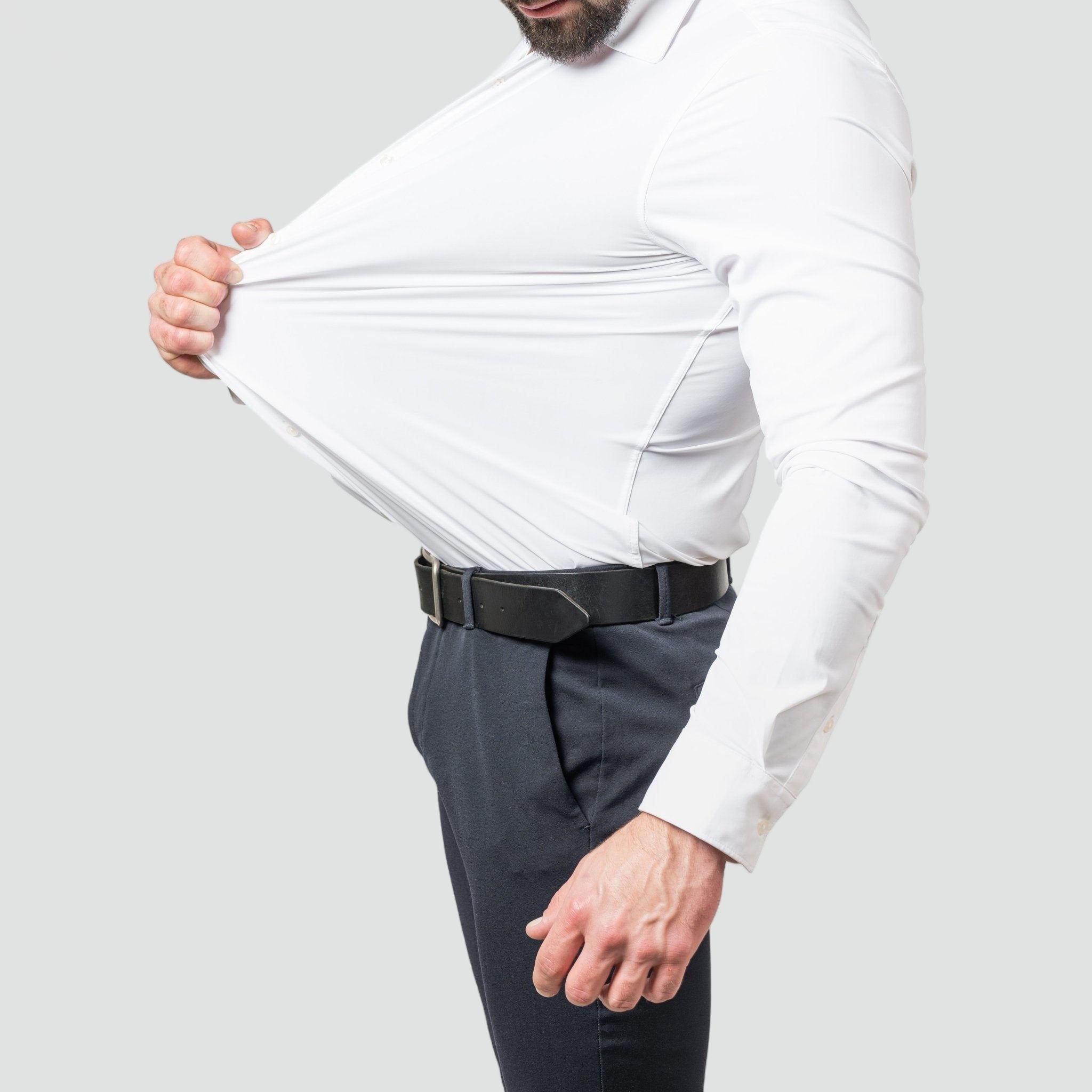 Dress Shirt Stretch Wrinkle-Free Men's Light Blue Long Sleeve – Office, Formal, Casual, Gift