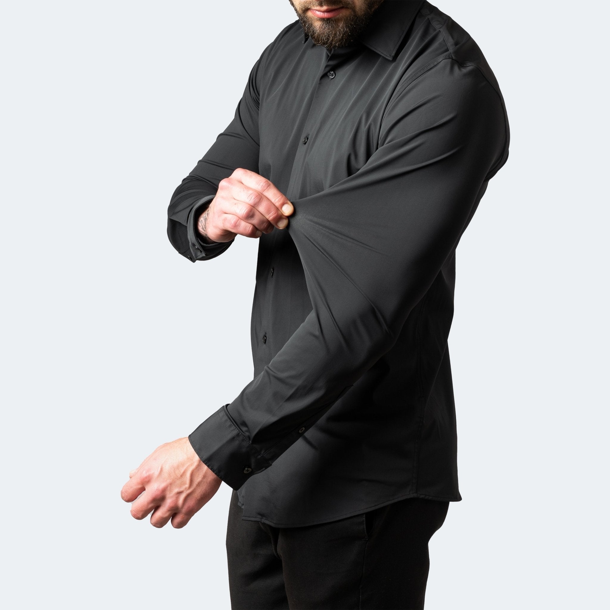 Dress Shirt Stretch Wrinkle-Free Men's Light Blue Long Sleeve – Office, Formal, Casual, Gift