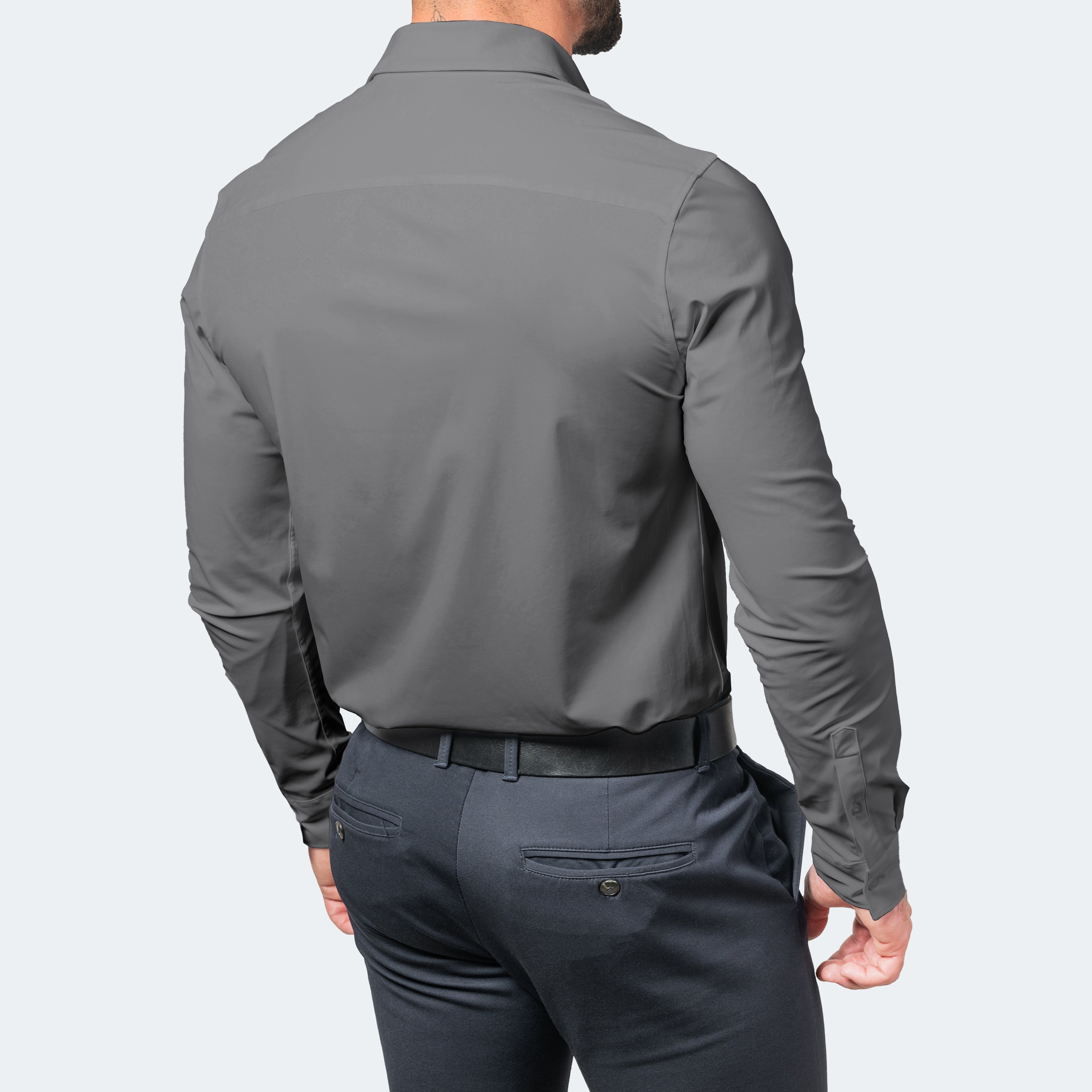 Dress Shirt Stretch Wrinkle-Free Men's Light Blue Long Sleeve – Office, Formal, Casual, Gift
