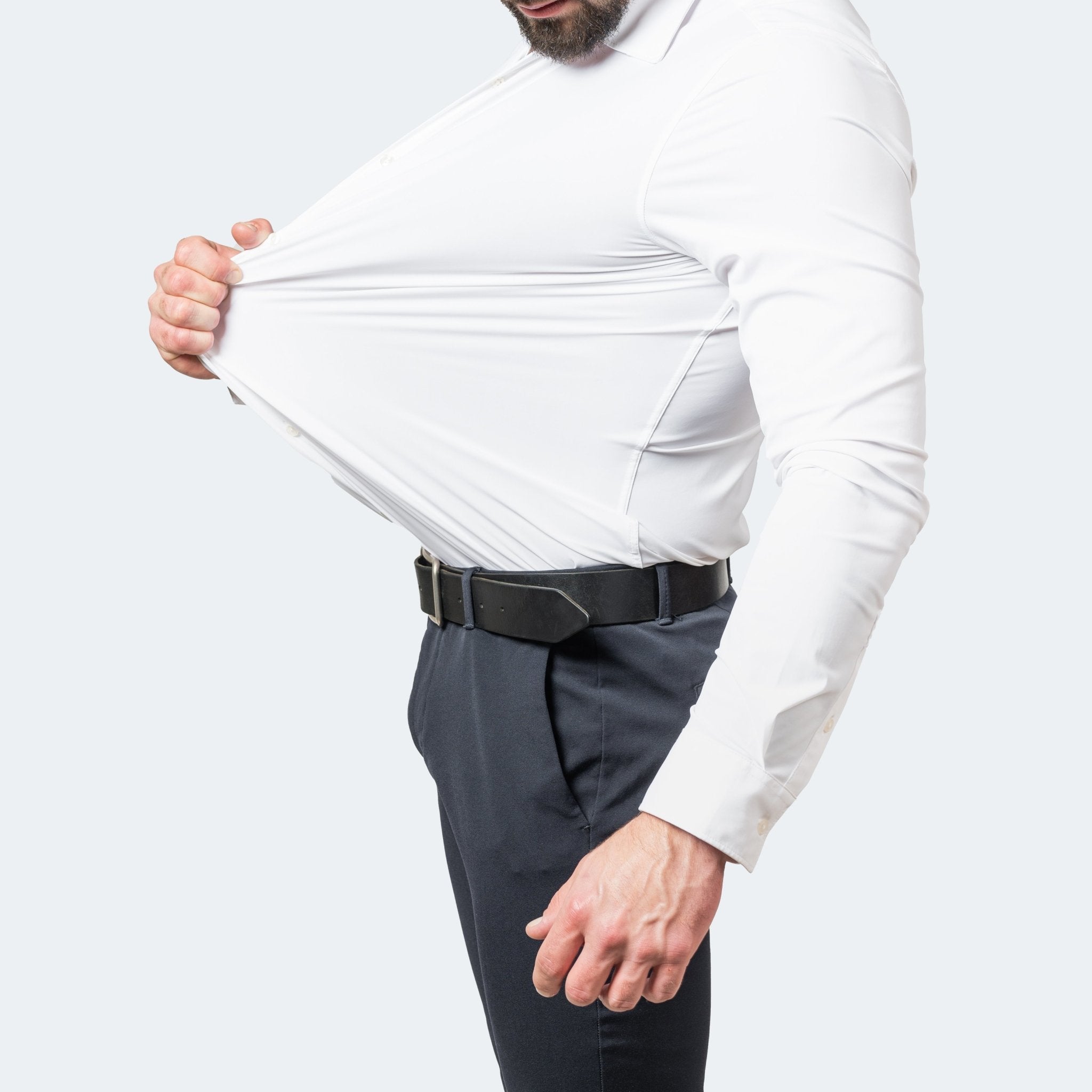 Dress Shirt Stretch Wrinkle-Free Men's Light Blue Long Sleeve – Office, Formal, Casual, Gift