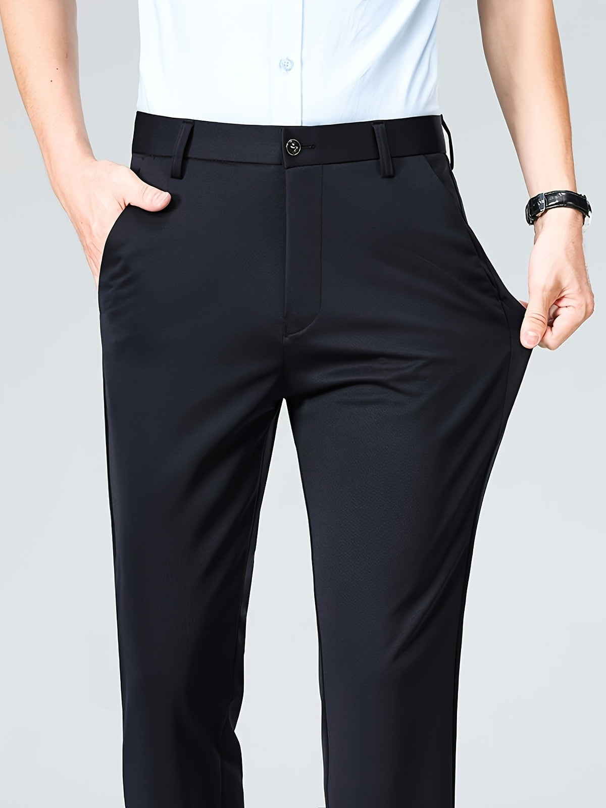 Dress Trousers Black Stretch Slim Fit Men's – Office, Business, Formal, Casual, Gift