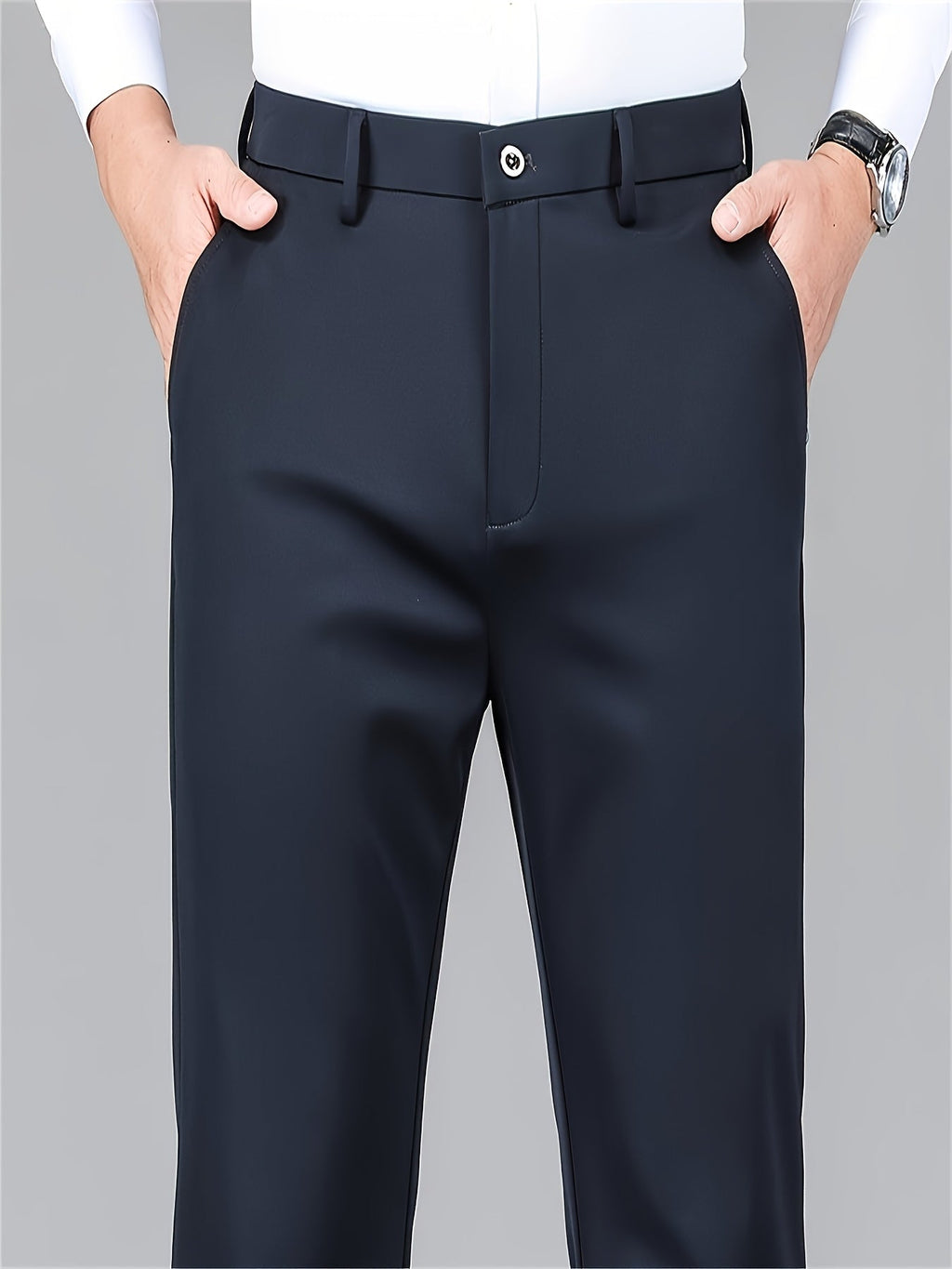 Dress Trousers Black Stretch Slim Fit Men's – Office, Business, Formal, Casual, Gift