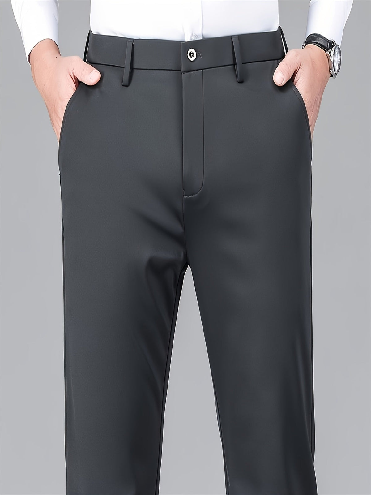 Dress Trousers Black Stretch Slim Fit Men's – Office, Business, Formal, Casual, Gift