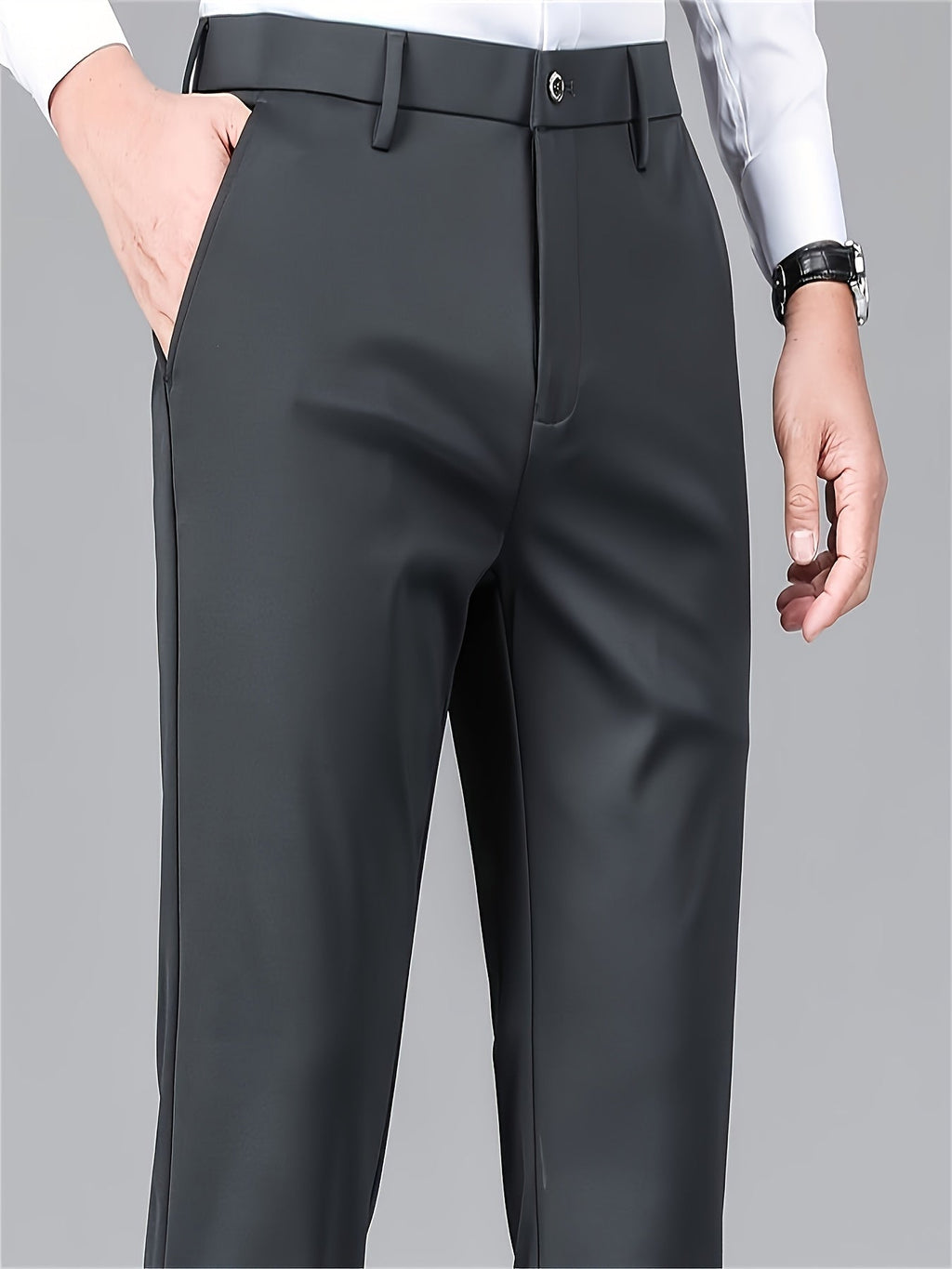 Dress Trousers Black Stretch Slim Fit Men's – Office, Business, Formal, Casual, Gift