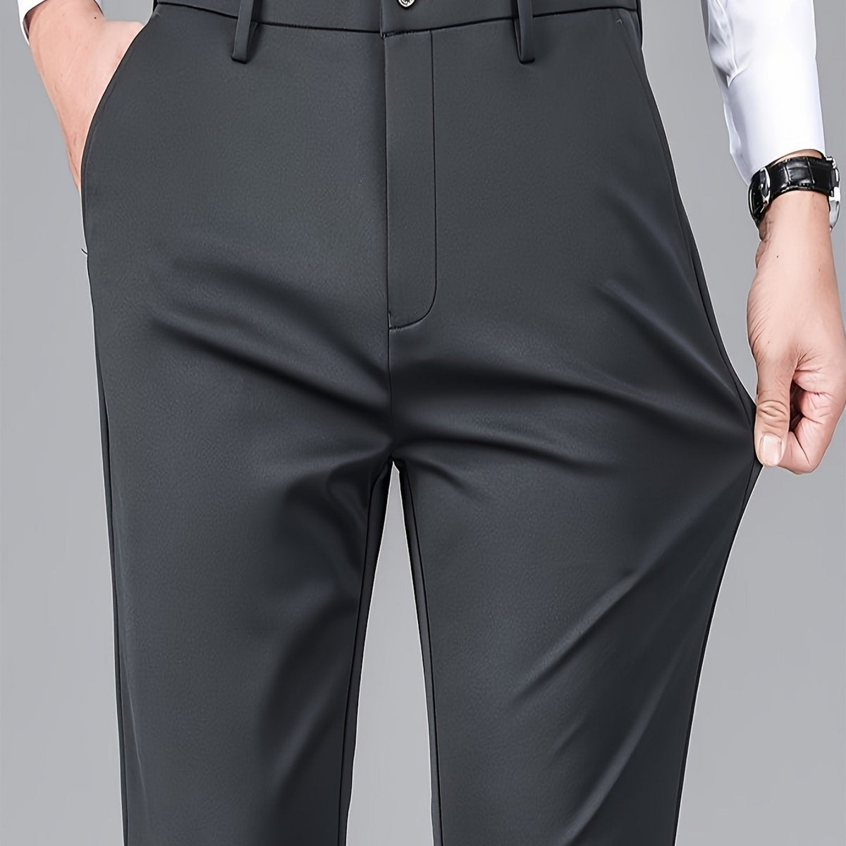 Dress Trousers Black Stretch Slim Fit Men's – Office, Business, Formal, Casual, Gift