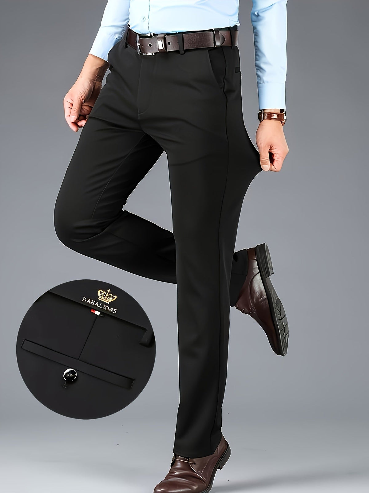 Dress Trousers Black Stretch Slim Fit Men's – Office, Business, Formal, Casual, Gift
