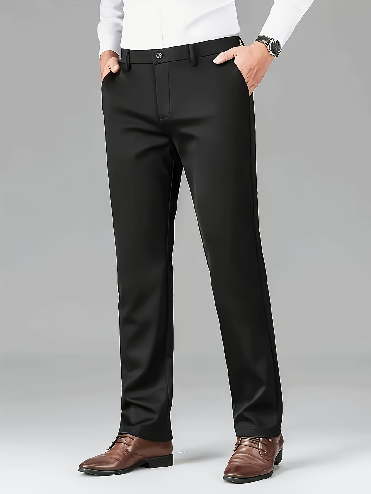 Dress Trousers Black Stretch Slim Fit Men's – Office, Business, Formal, Casual, Gift