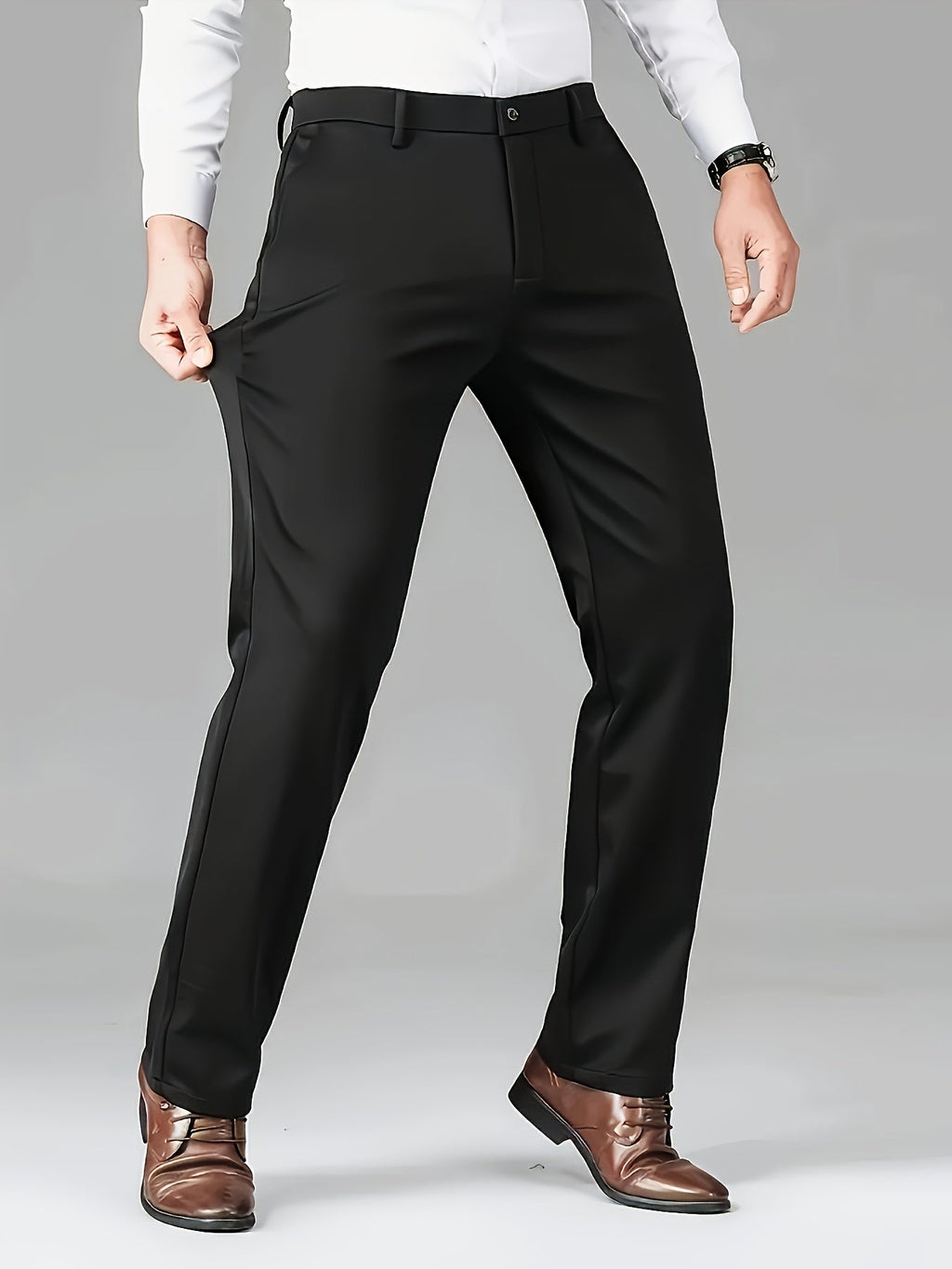 Dress Trousers Black Stretch Slim Fit Men's – Office, Business, Formal, Casual, Gift