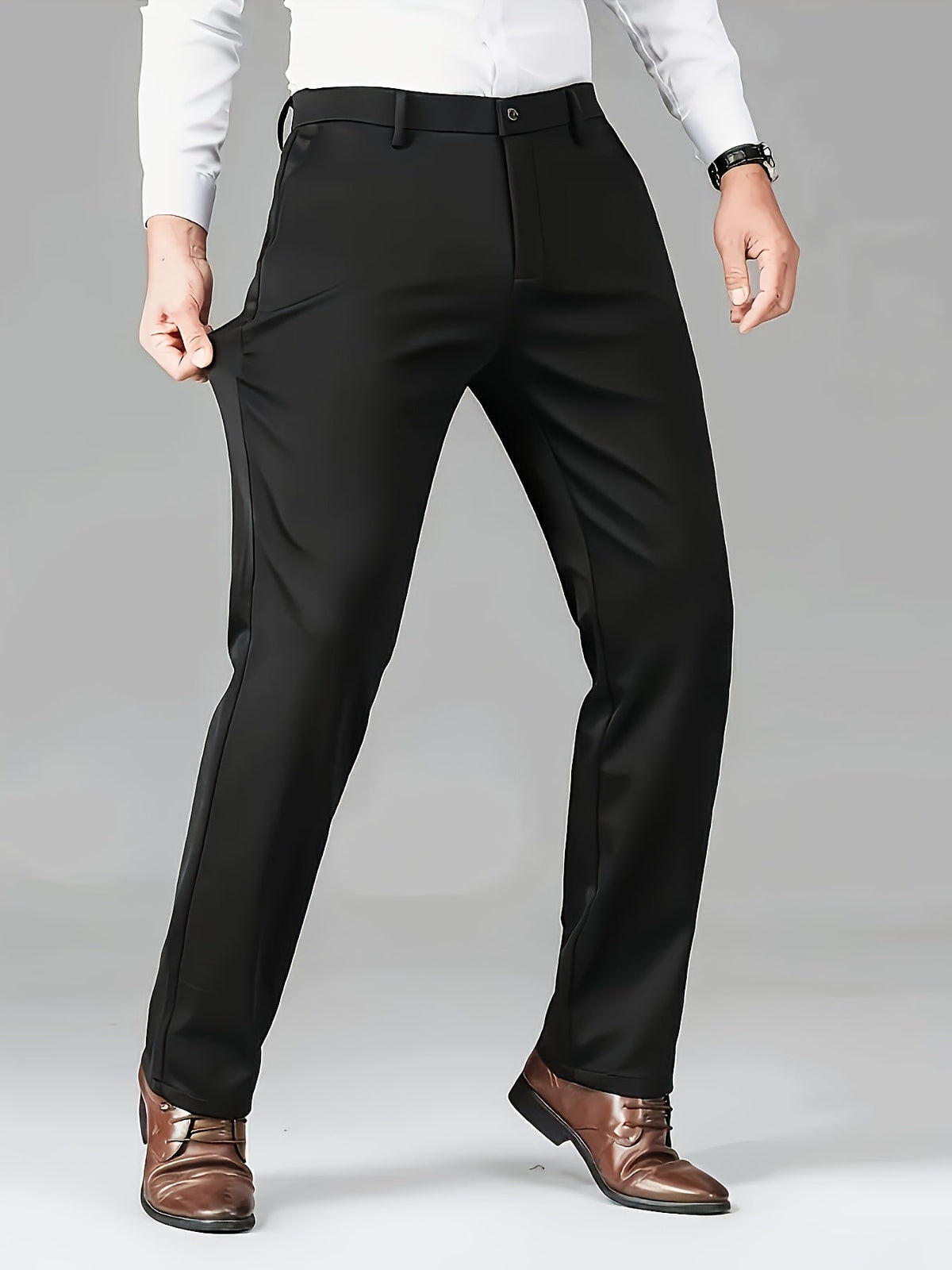 Dress Trousers Black Stretch Slim Fit Men's – Office, Business, Formal, Casual, Gift