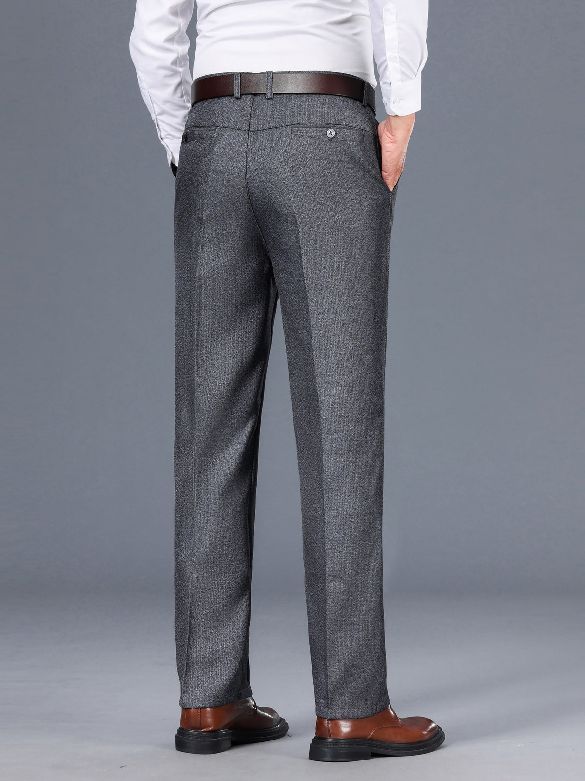 Dress Trousers Straight-Leg Grey Men's – Office, Formal, Business, Casual, Gift · Werune