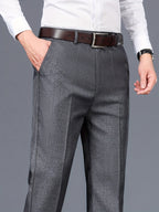 Dress Trousers Straight-Leg Grey Men's – Office, Formal, Business, Casual, Gift · Werune