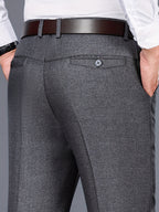 Dress Trousers Straight-Leg Grey Men's – Office, Formal, Business, Casual, Gift · Werune