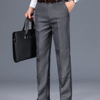 Dress Trousers Straight-Leg Grey Men's – Office, Formal, Business, Casual, Gift · Werune